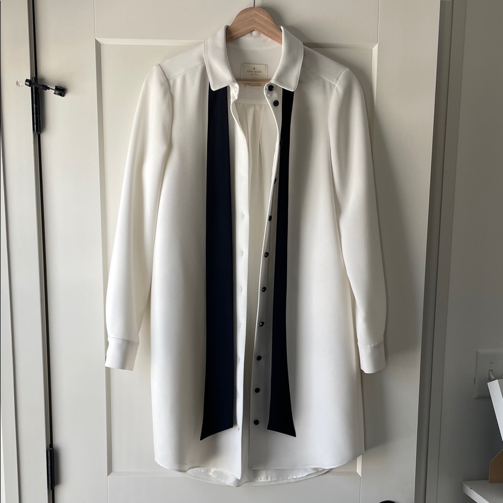 Kate Spade White and Black Long Sleeve Shirt Dress